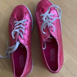 Girls pink sequined sneakers